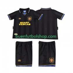 Camiseta de Fútbol Manchester United Retro 1993 1994 Segunda Equipación Manga Corta Niño