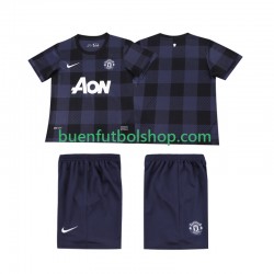 Camiseta de Fútbol Manchester United Retro 2013 2014 Segunda Equipación Manga Corta Niño