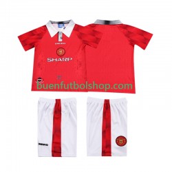 Camiseta de Fútbol Manchester United Retro 1996 1997 Primera Equipación Manga Corta Niño