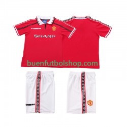 Camiseta de Fútbol Manchester United Retro 1998 1999 Primera Equipación Manga Corta Niño
