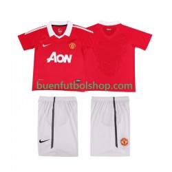 Camiseta de Fútbol Manchester United Retro 2010 2011 Primera Equipación Manga Corta Niño