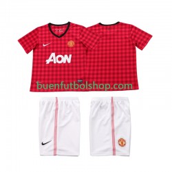 Camiseta de Fútbol Manchester United Retro 2012 2013 Primera Equipación Manga Corta Niño