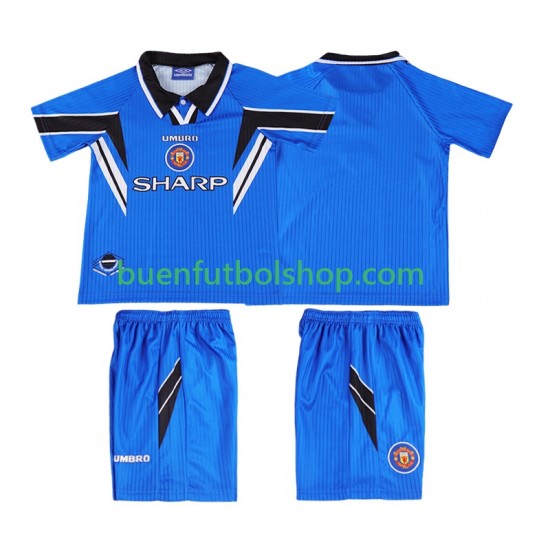Camiseta de Fútbol Manchester United Retro 1996 1998 Tercera Equipación Manga Corta Niño Camiseta de Fútbol Manchester United Retro 1996 1998 Tercera Equipación Manga Corta Niño