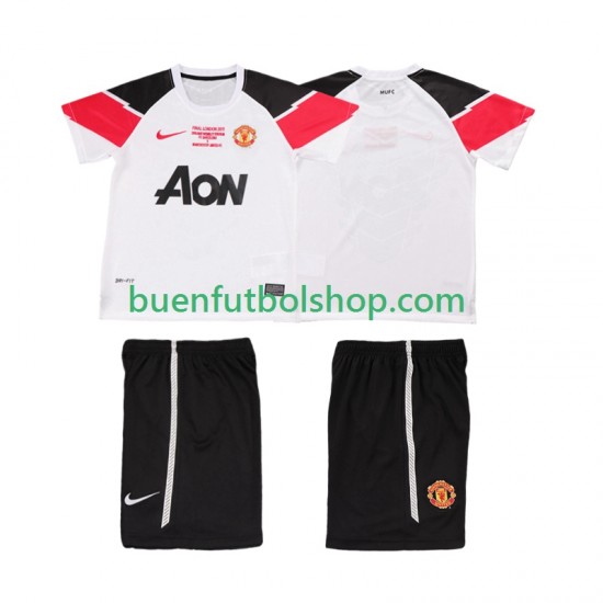 Camiseta de Fútbol Manchester United Retro Champions League 2011 2012 Tercera Equipación Manga Corta Niño