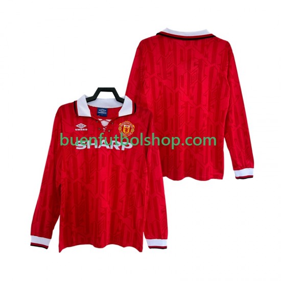 Camiseta de Fútbol Manchester United Retro 1992 1994 Primera Equipación Manga Larga Hombre Camiseta de Fútbol Manchester United Retro 1992 1994 Primera Equipación Manga Larga Hombre