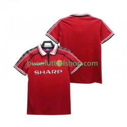 Camiseta de Fútbol Manchester United Retro 1998 1999 Primera Equipación Manga Corta Hombre