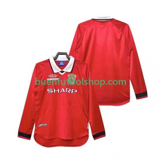 Camiseta de Fútbol Manchester United Retro 1999 2000 Primera Equipación Manga Larga Hombre Camiseta de Fútbol Manchester United Retro 1999 2000 Primera Equipación Manga Larga Hombre