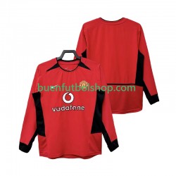 Camiseta de Fútbol Manchester United Retro 2002 2004 Primera Equipación Manga Larga Hombre