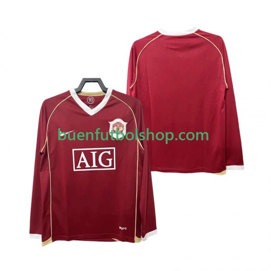 Camiseta de Fútbol Manchester United Retro 2006 2007 Primera Equipación Manga Larga Hombre Camiseta de Fútbol Manchester United Retro 2006 2007 Primera Equipación Manga Larga Hombre