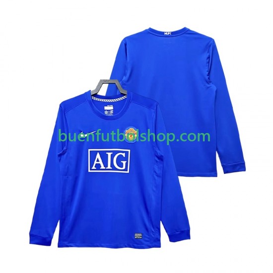Camiseta de Fútbol Manchester United Retro 2008 2009 Tercera Equipación Manga Larga Hombre Camiseta de Fútbol Manchester United Retro 2008 2009 Tercera Equipación Manga Larga Hombre