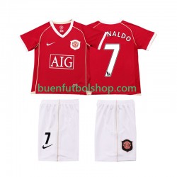 Camiseta de Fútbol Manchester United Ronaldo 7 Retro 2006 2007 Primera Equipación Manga Corta Niño