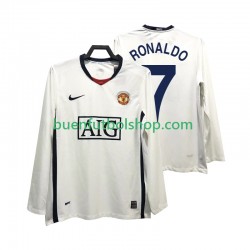 Camiseta de Fútbol Manchester United Ronaldo 7 Retro Premier League 2008 2009 Segunda Equipación Manga Larga Hombre