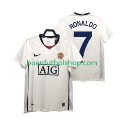 Camiseta de Fútbol Manchester United Ronaldo 7 Retro Premier League 2008 2009 Segunda Equipación Manga Corta Hombre