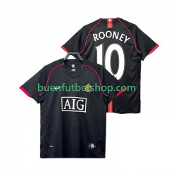 Camiseta de Fútbol Manchester United Rooney 10 Retro 2007 2008 Segunda Equipación Manga Corta Hombre