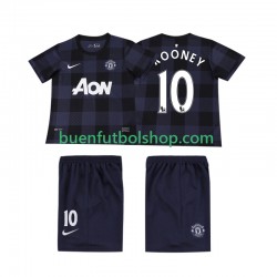 Camiseta de Fútbol Manchester United Rooney 10 Retro 2013 2014 Segunda Equipación Manga Corta Niño
