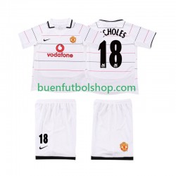 Camiseta de Fútbol Manchester United SCHOLES 18 Retro 2003 2006 Tercera Equipación Manga Corta Niño
