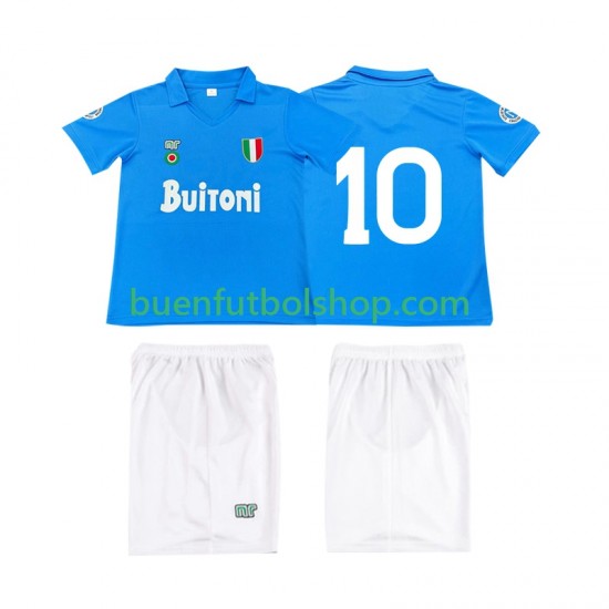 Camiseta de Fútbol Napoli 10 Retro 1987 1988 Primera Equipación Manga Corta Niño