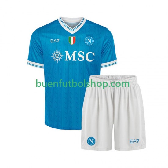 Camiseta de Fútbol Napoli 2025-2026 Primera Equipación Manga Corta Niño
