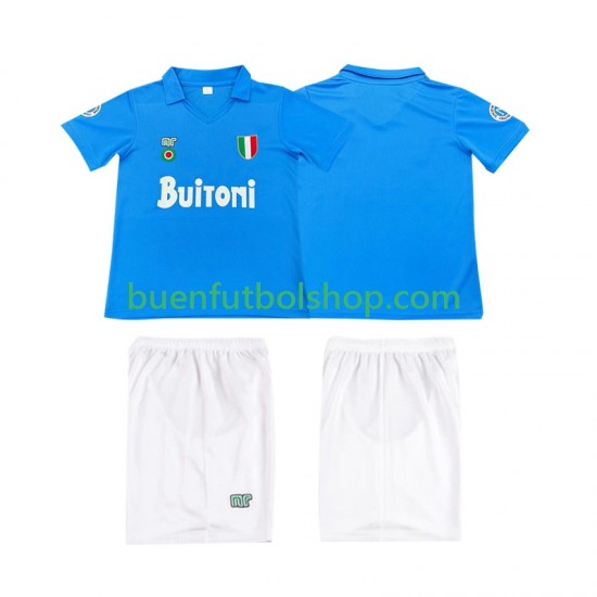 Camiseta de Fútbol Napoli Retro 1987 1988 Primera Equipación Manga Corta Niño