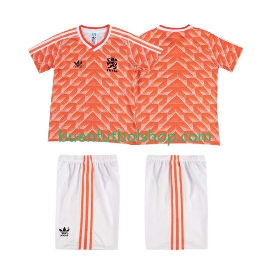 Camiseta de Fútbol Países Bajos Retro 1988 Primera Equipación Manga Corta Niño