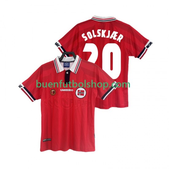 Camiseta de Fútbol Noruega Retro SOLSKJAER 20 1998 Primera Equipación Manga Corta Hombre Camiseta de Fútbol Noruega Retro SOLSKJAER 20 1998 Primera Equipación Manga Corta Hombre