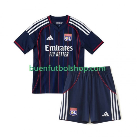 Camiseta de Fútbol Olympique de Lyon 2025-2026 Segunda Equipación Manga Corta Niño