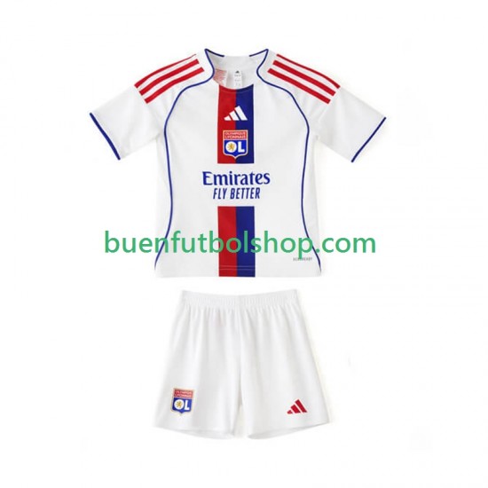 Camiseta de Fútbol Olympique de Lyon 2025-2026 Primera Equipación Manga Corta Niño