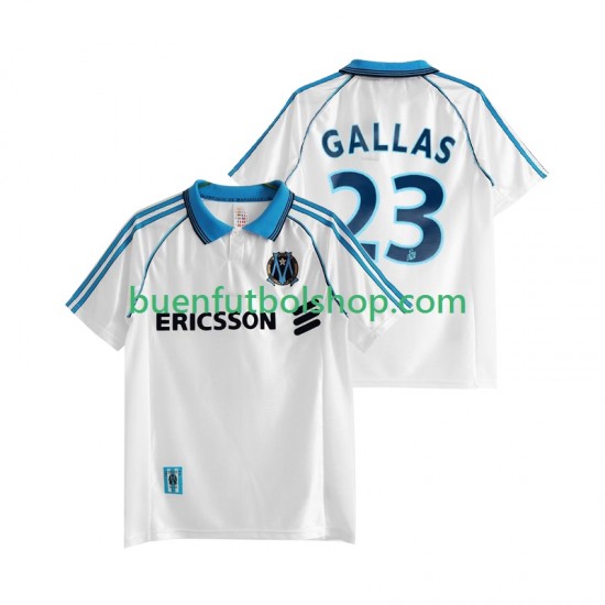 Camiseta de Fútbol Olympique de Marsella Gallas 23 Retro 1998 1999 Primera Equipación Manga Corta Hombre