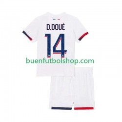 Camiseta de Fútbol Paris Saint-Germain Desire Doue 14 2025-2026 Segunda Equipación Manga Corta Niño