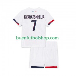 Camiseta de Fútbol Paris Saint-Germain Khvicha Kvaratskhelia 7 2025-2026 Segunda Equipación Manga Corta Niño