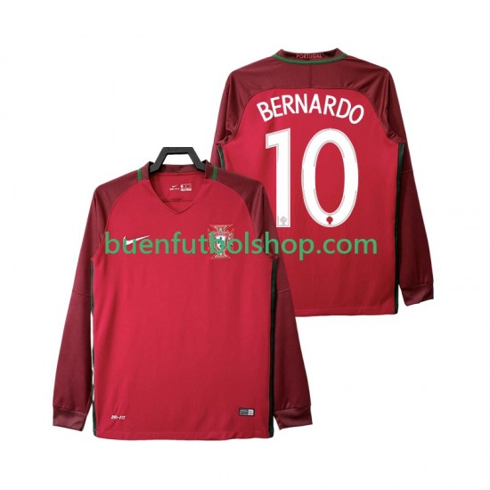 Camiseta de Fútbol Portugal BERNARDO 10 Retro 2016 Primera Equipación Manga Larga Hombre Camiseta de Fútbol Portugal BERNARDO 10 Retro 2016 Primera Equipación Manga Larga Hombre
