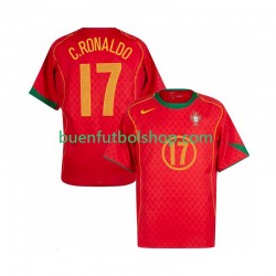 Camiseta de Fútbol Portugal Cristiano Ronaldo 17 Retro 2004 Primera Equipación Manga Corta Hombre