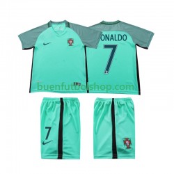 Camiseta de Fútbol Portugal Cristiano Ronaldo 7 Retro 2016 Segunda Equipación Manga Corta Niño