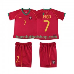 Camiseta de Fútbol Portugal FIGO 7 Retro 2006 Primera Equipación Manga Corta Niño