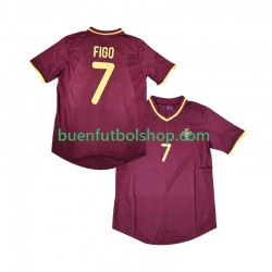 Camiseta de Fútbol Portugal Figo 7 Retro 2000 Primera Equipación Manga Corta Hombre