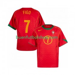 Camiseta de Fútbol Portugal Figo 7 Retro 2004 Primera Equipación Manga Corta Hombre