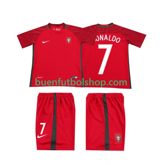 Camiseta de Fútbol Portugal RONALDO 7 Retro 2016 Primera Equipación Manga Corta Niño Camiseta de Fútbol Portugal RONALDO 7 Retro 2016 Primera Equipación Manga Corta Niño