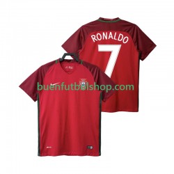 Camiseta de Fútbol Portugal RONALDO 7 Retro 2016 Primera Equipación Manga Corta Hombre