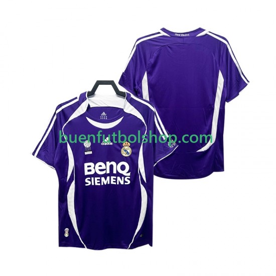 Camiseta de Fútbol Real Madrid Retro 2006 2007 Segunda Equipación Manga Corta Hombre