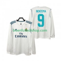 Camiseta de Fútbol Real Madrid BENZEMA 9 Retro 2017 2018 Primera Equipación Manga Larga Hombre