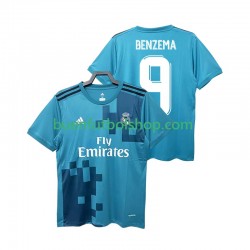 Camiseta de Fútbol Real Madrid BENZEMA 9 Retro 2017 2018 Tercera Equipación Manga Corta Hombre