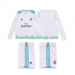 Camiseta de Fútbol Real Madrid Retro 2017 2018 Primera Equipación Manga Larga Niño