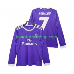 Camiseta de Fútbol Real Madrid Cristiano Ronaldo 7 Retro 2016 2017 Segunda Equipación Manga Larga Hombre