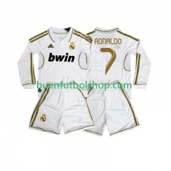 Camiseta de Fútbol Real Madrid Cristiano Ronaldo 7 Retro 2011 2012 Primera Equipación Manga Larga Niño