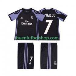 Camiseta de Fútbol Real Madrid Cristiano Ronaldo 7 Retro 2016 2017 Tercera Equipación Manga Corta Niño