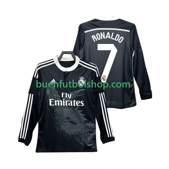 Camiseta de Fútbol Real Madrid Cristiano Ronaldo 7 Retro 2014 2015 Tercera Equipación Manga Larga Hombre