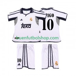 Camiseta de Fútbol Real Madrid FIGO 10 Retro 2001 2002 Primera Equipación Manga Corta Niño