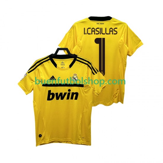 Camiseta de Fútbol Real Madrid Portero I.CASILLAS 1 Retro 2011 2012 Primera Equipación Manga Corta Hombre