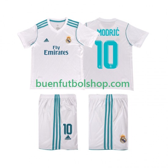 Camiseta de Fútbol Real Madrid Modric 10 Retro 2017 2018 Primera Equipación Manga Corta Niño