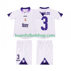Camiseta de Fútbol Real Madrid R CARLOS 3 Retro 1997 1998 Primera Equipación Manga Corta Niño